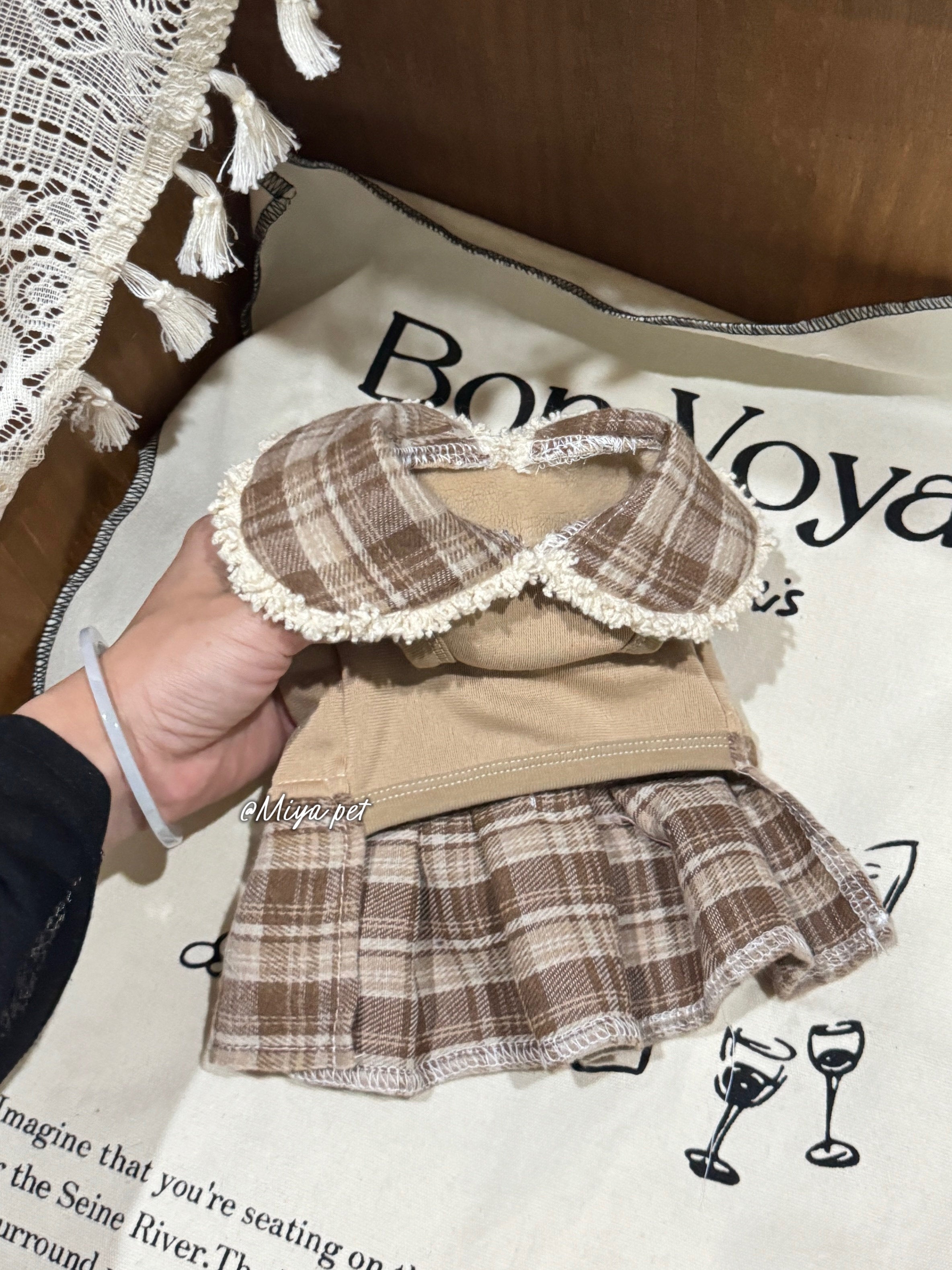 Earth Tone Peter Pan Collar Pet Dress Pet Dress Miya