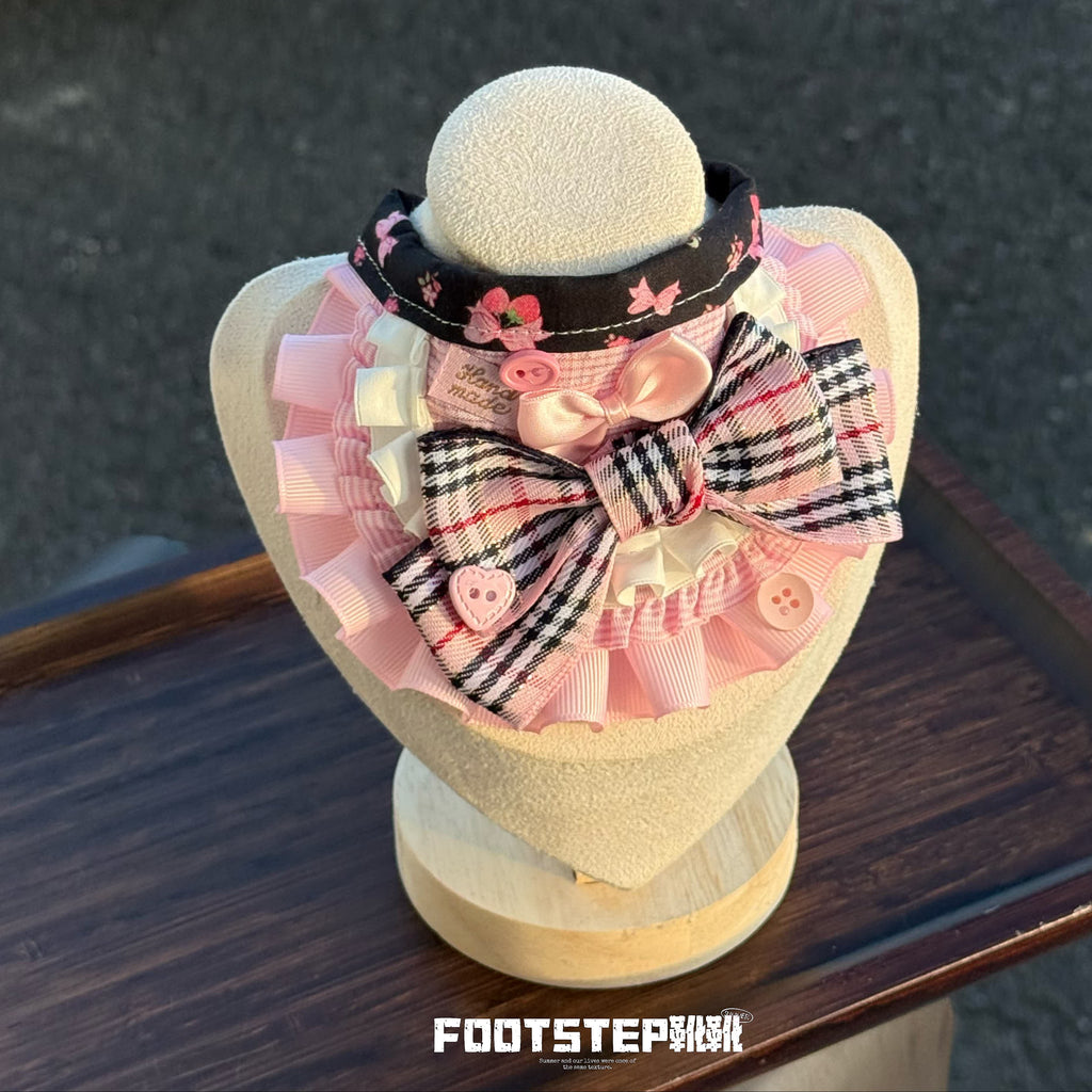 FOOTSTEP - Pink Plaid Pet Bib Pet Bibs FOOTSTEP