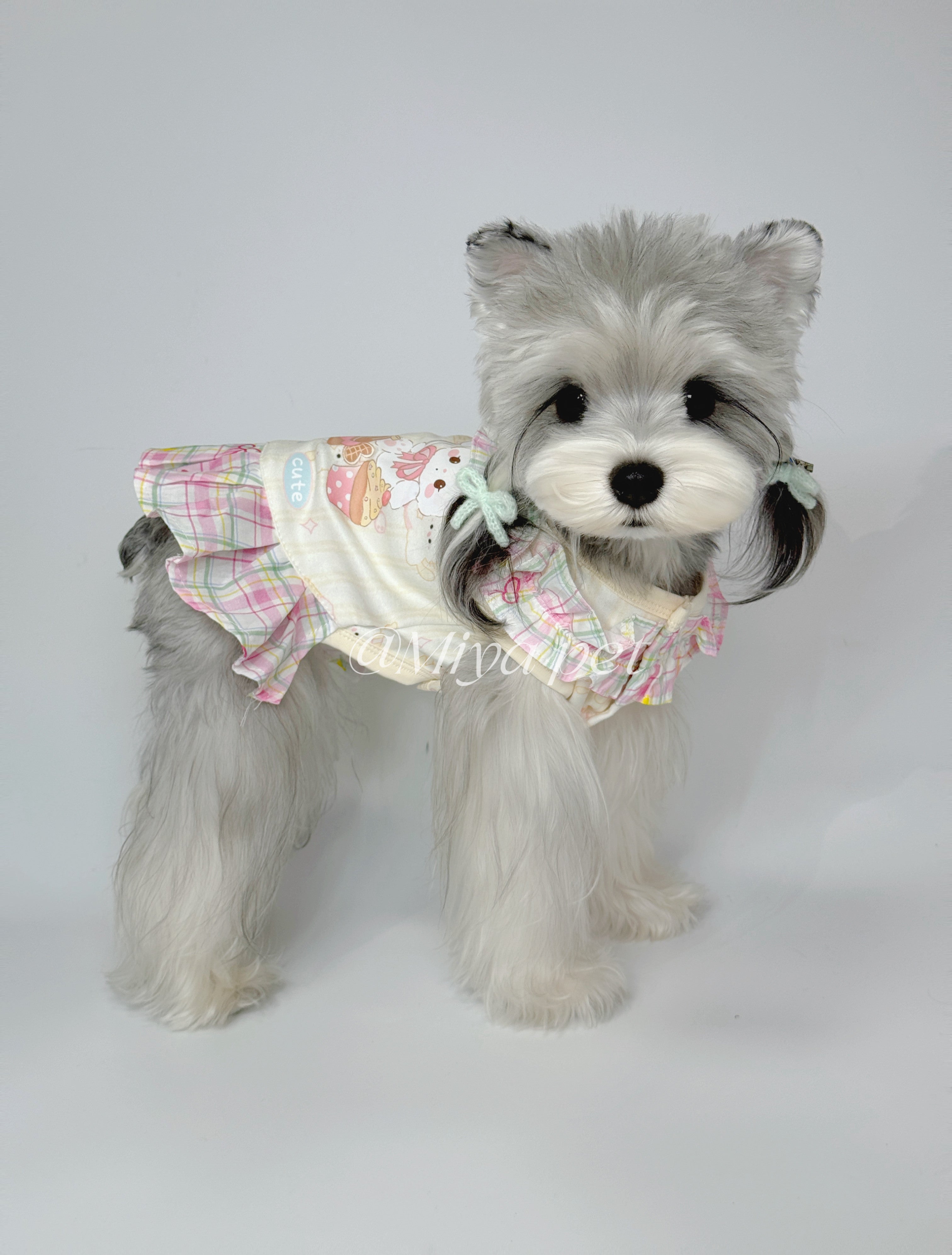 Dopamine Cartoon Print Ruffle Pet Dress for Small Dogs & Cats Pet Dress Miya