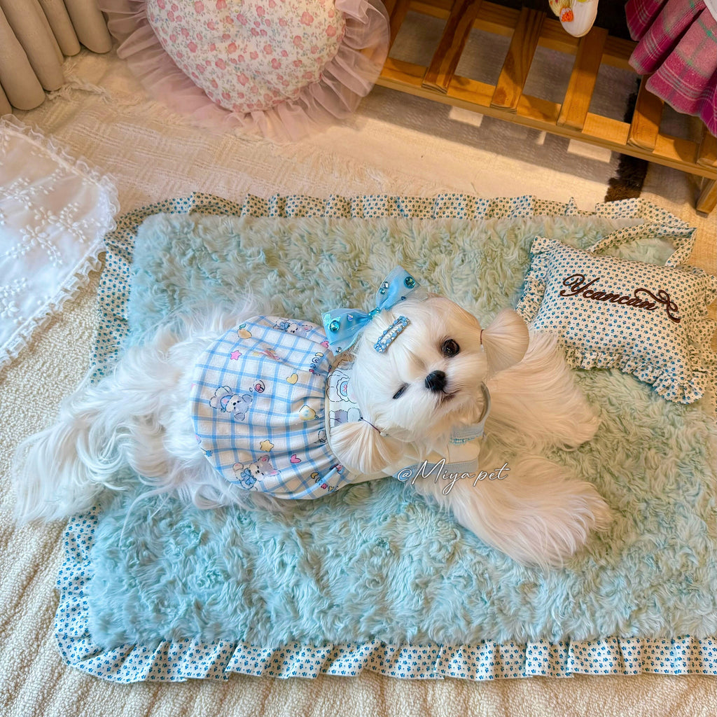 Fleece Lined Gingham Doll Pet Dress for Small Dogs & Cats Pet Dress Miya