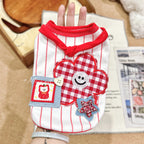 Red Striped Flower Appliqué Pet Tank Top Pet Top Miya