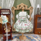 Amya - Mint Floral Lolita Pet Dress Pet Dress Amya