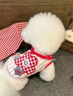 Red Striped Flower Appliqué Pet Tank Top Pet Top Miya