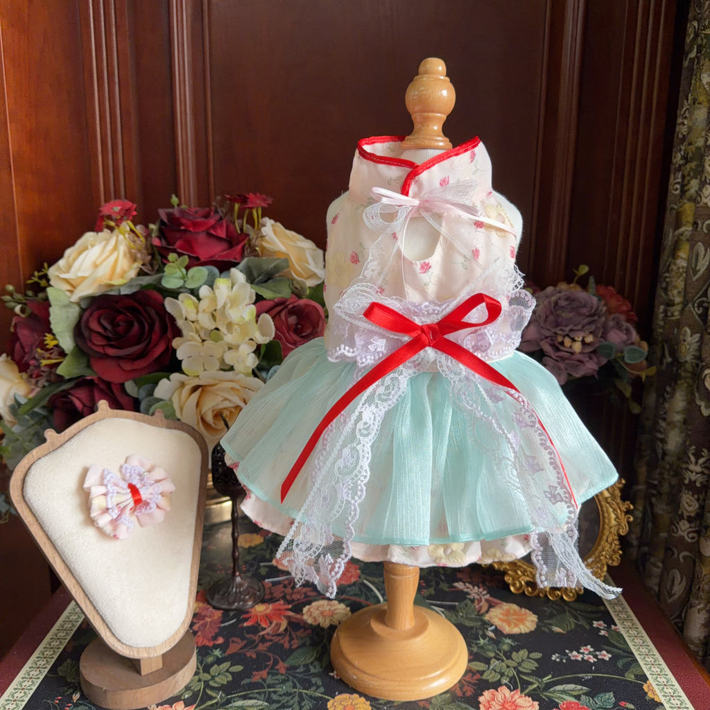 Amya - Mint Bow Lolita Pet Dress Pet Dress Amya