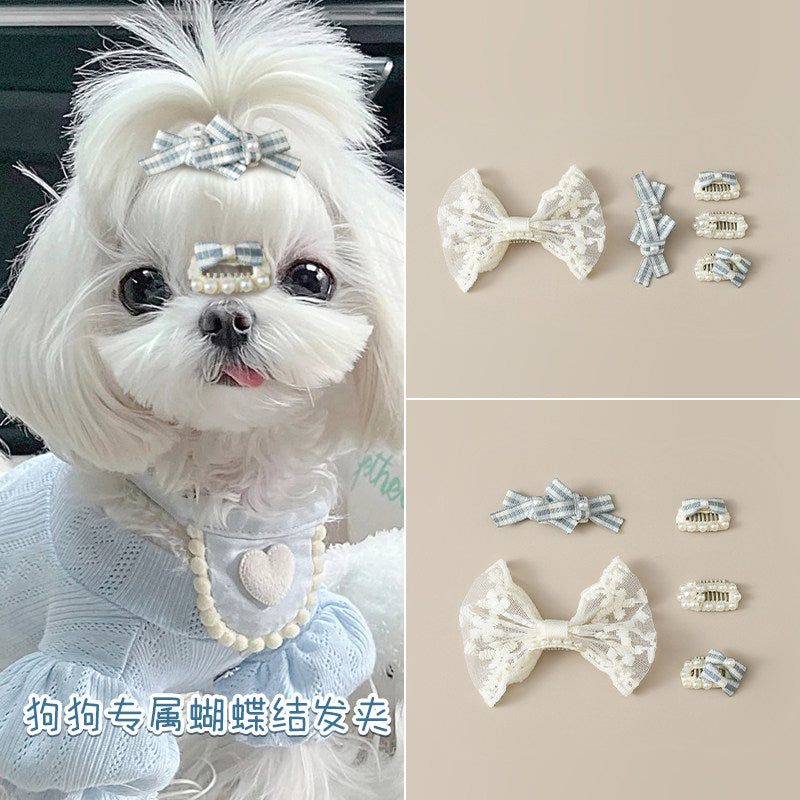 French Lace Grooming Comb Clips for Small Dogs & Cats | Elegant Pet Hair Accessories Pet Hair Clip wumeiziwang
