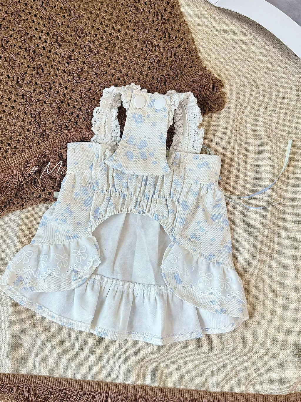Blue Floral Ribbon Bow Pet Dress for Small Dogs & Cats Pet Dress Miya
