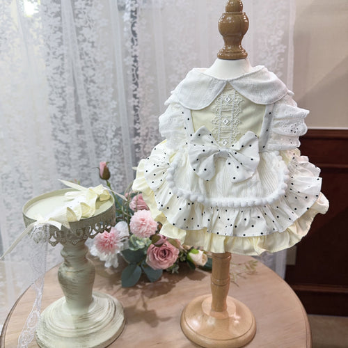 Amya - Cream Polka Dot Peter Pan Lolita Pet Dress Pet Dress Amya