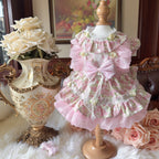 Amya - Pink Floral Ruffle Lolita Pet Dress Pet Dress Amya