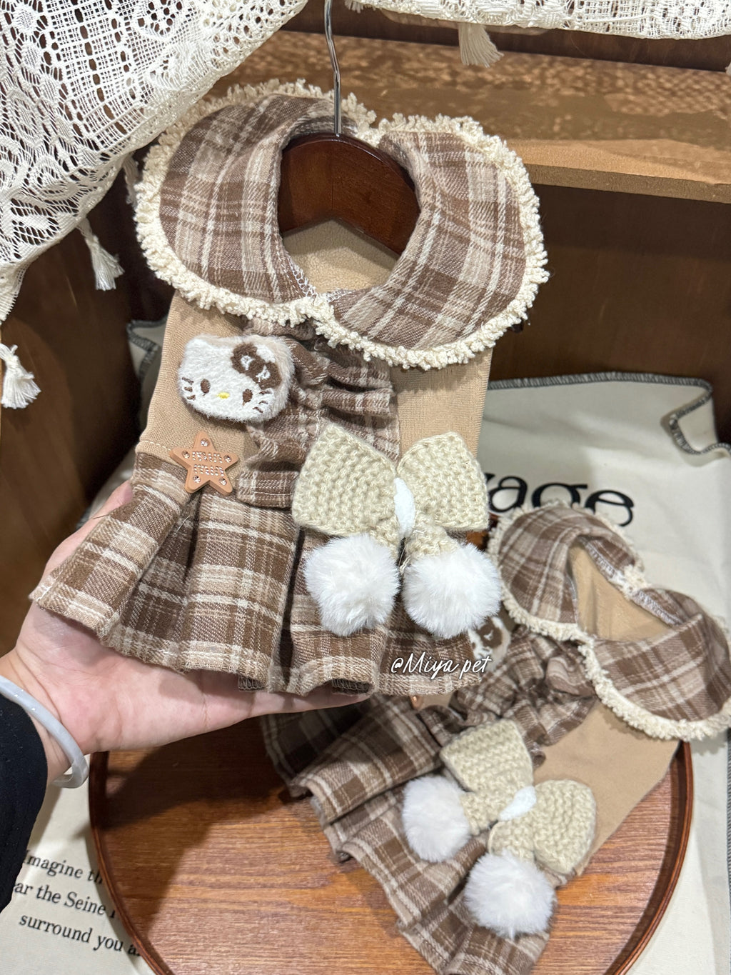 Earth Tone Peter Pan Collar Pet Dress Pet Dress Miya