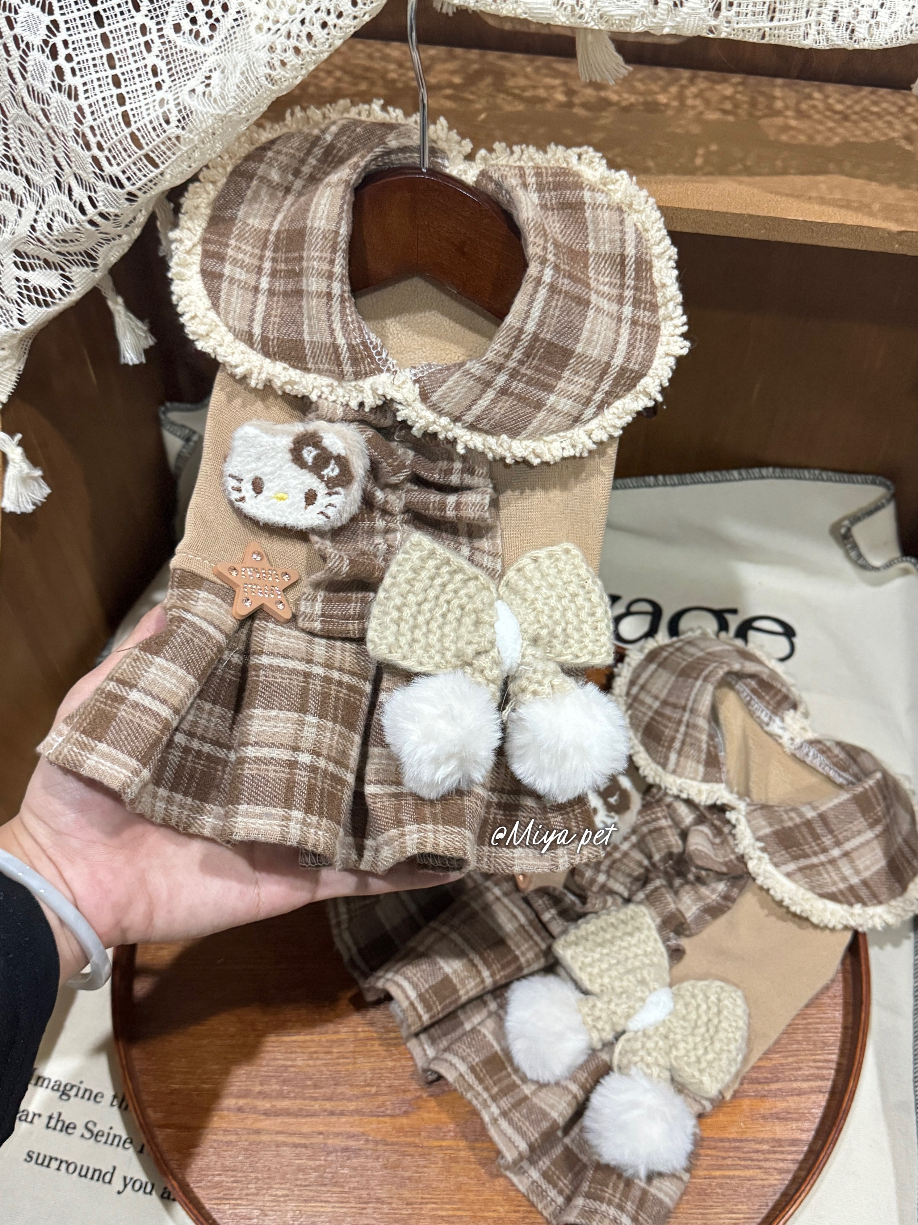 Earth Tone Peter Pan Collar Pet Dress Pet Dress Miya