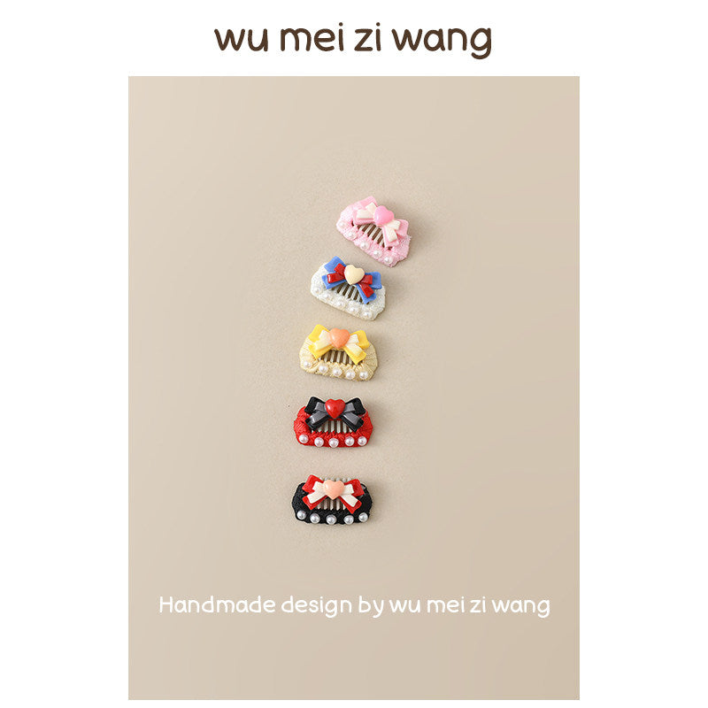 Pearl Bow Grooming Comb Clips for Small Dogs & Cats | Elegant Pet Hair Accessories Pet Hair Clip wumeiziwang
