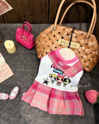 Fleece Lined Plaid Collar Pet Dress for Small Dogs & Cats Pet Dress Miya