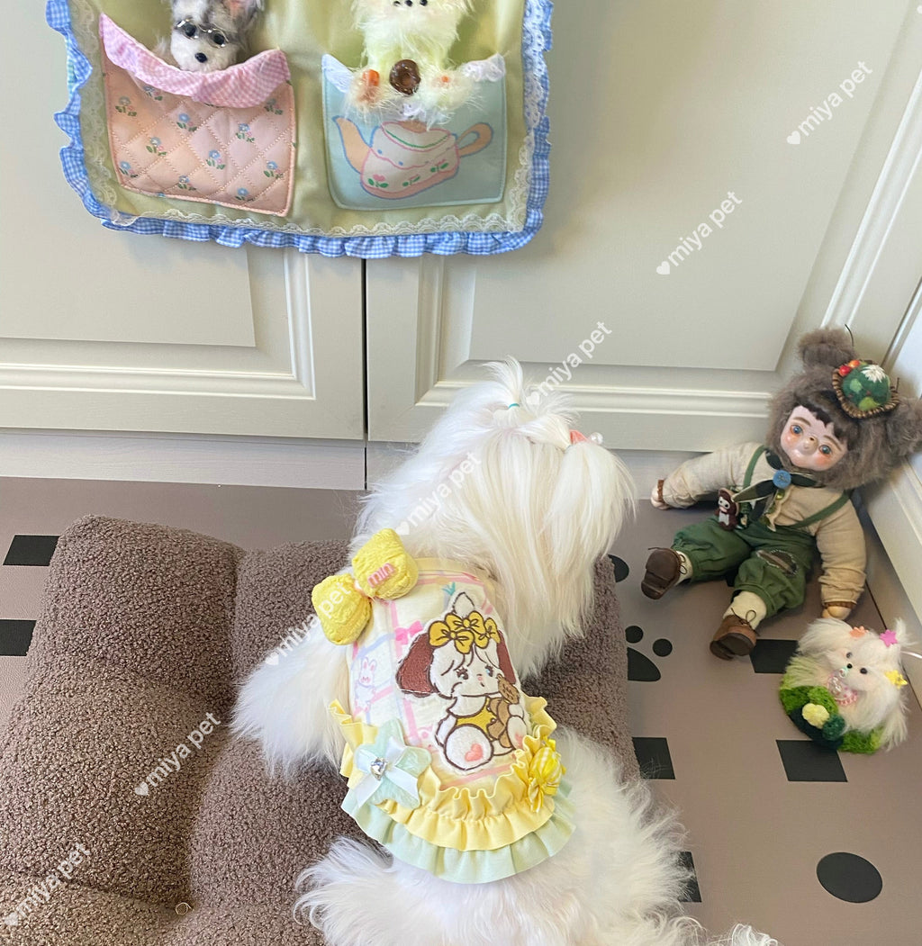 Pastel Cartoon Ruffle Camisole Pet Dress Pet Dress Miya