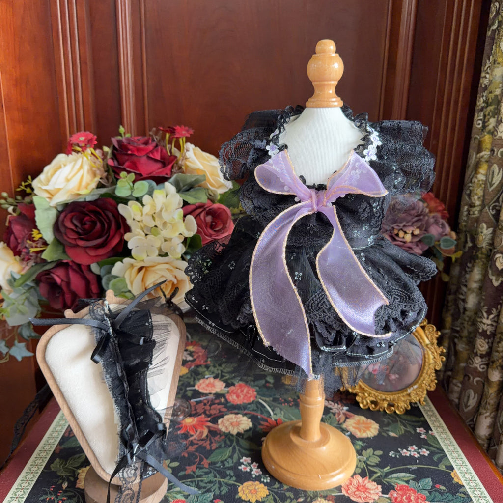 Amya - Purple Bow Gothic Pet Dress Pet Dress Amya