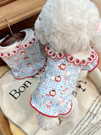 Blue Gingham Apple Pet Top for Small Dogs & Cats Pet Top Miya