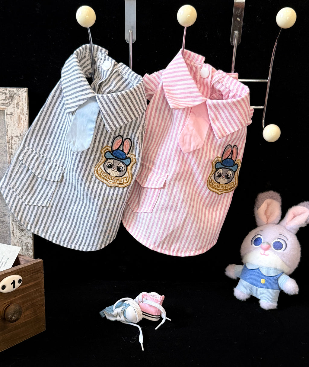 Striped Bunny Patch Pet Shirt Pet Top Miya