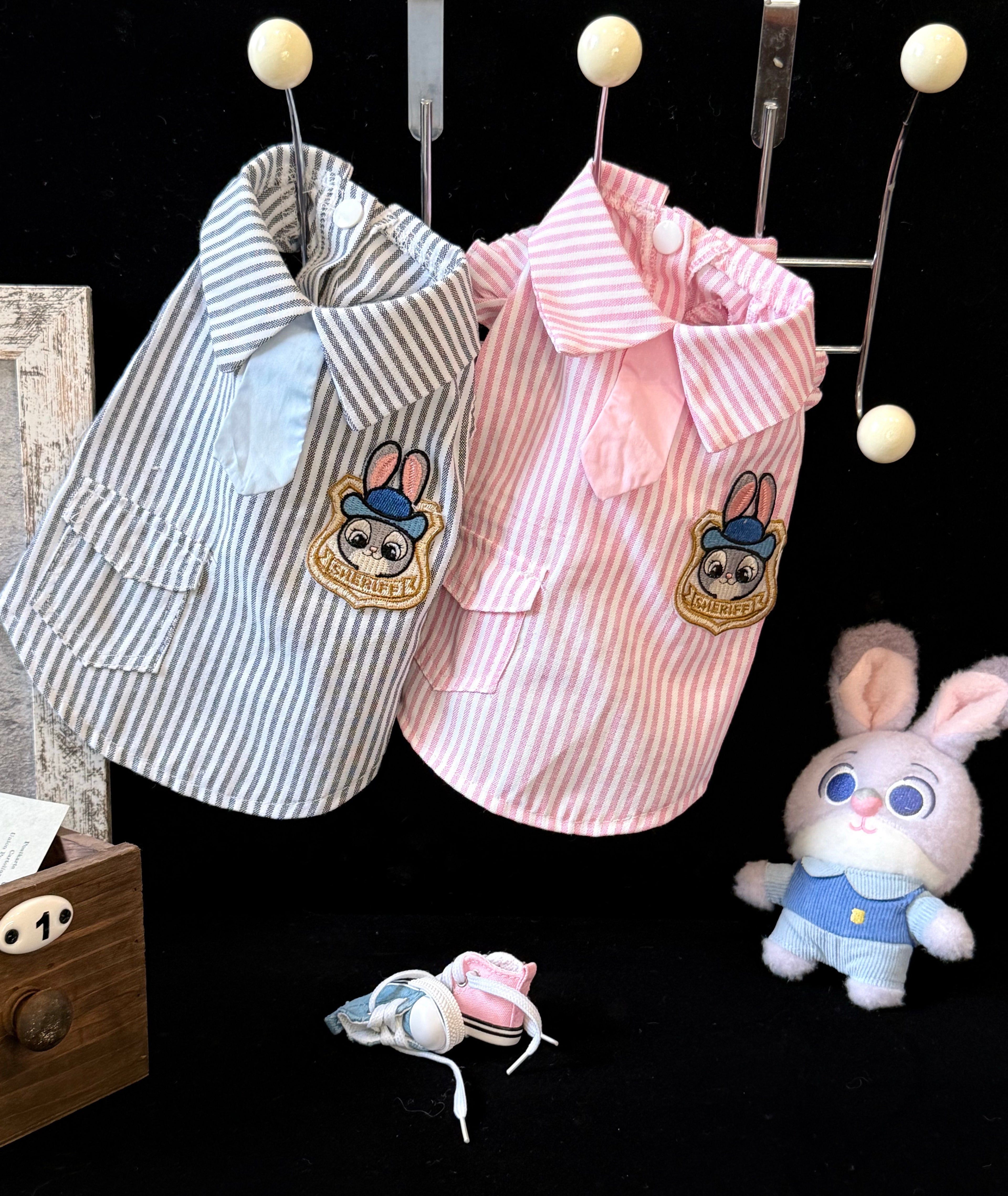 Striped Bunny Patch Pet Shirt Pet Top Miya