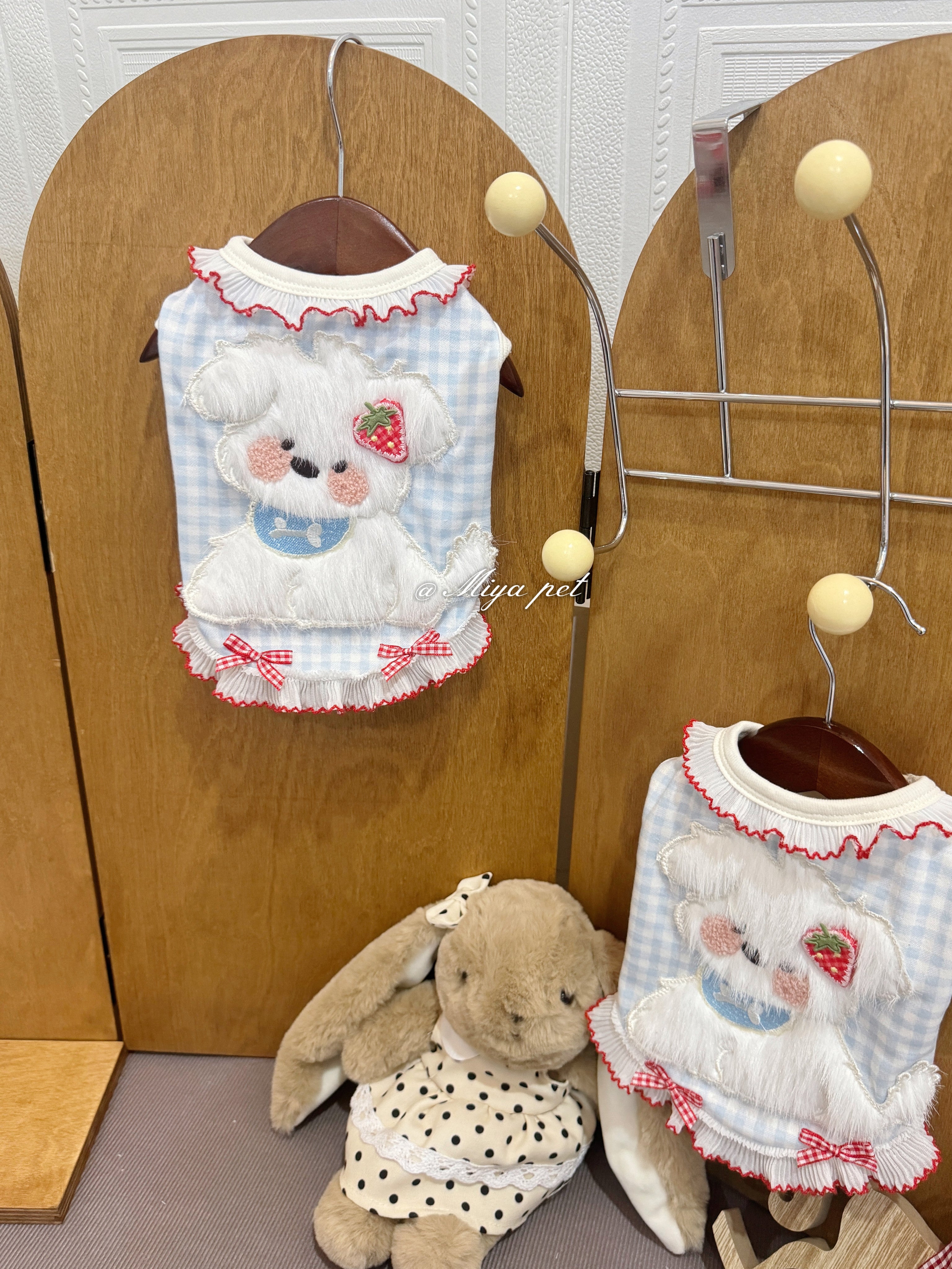 Fuzzy Puppy Gingham Pet Tank Top for Small Dogs & Cats Pet Top Miya