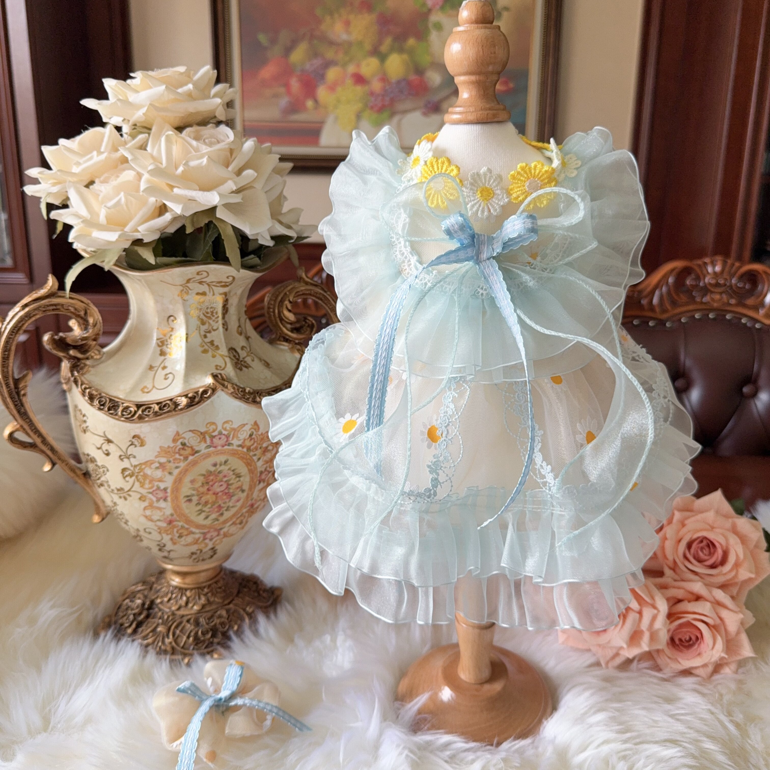 Amya - Mint Daisy Lolita Pet Dress Pet Dress Amya