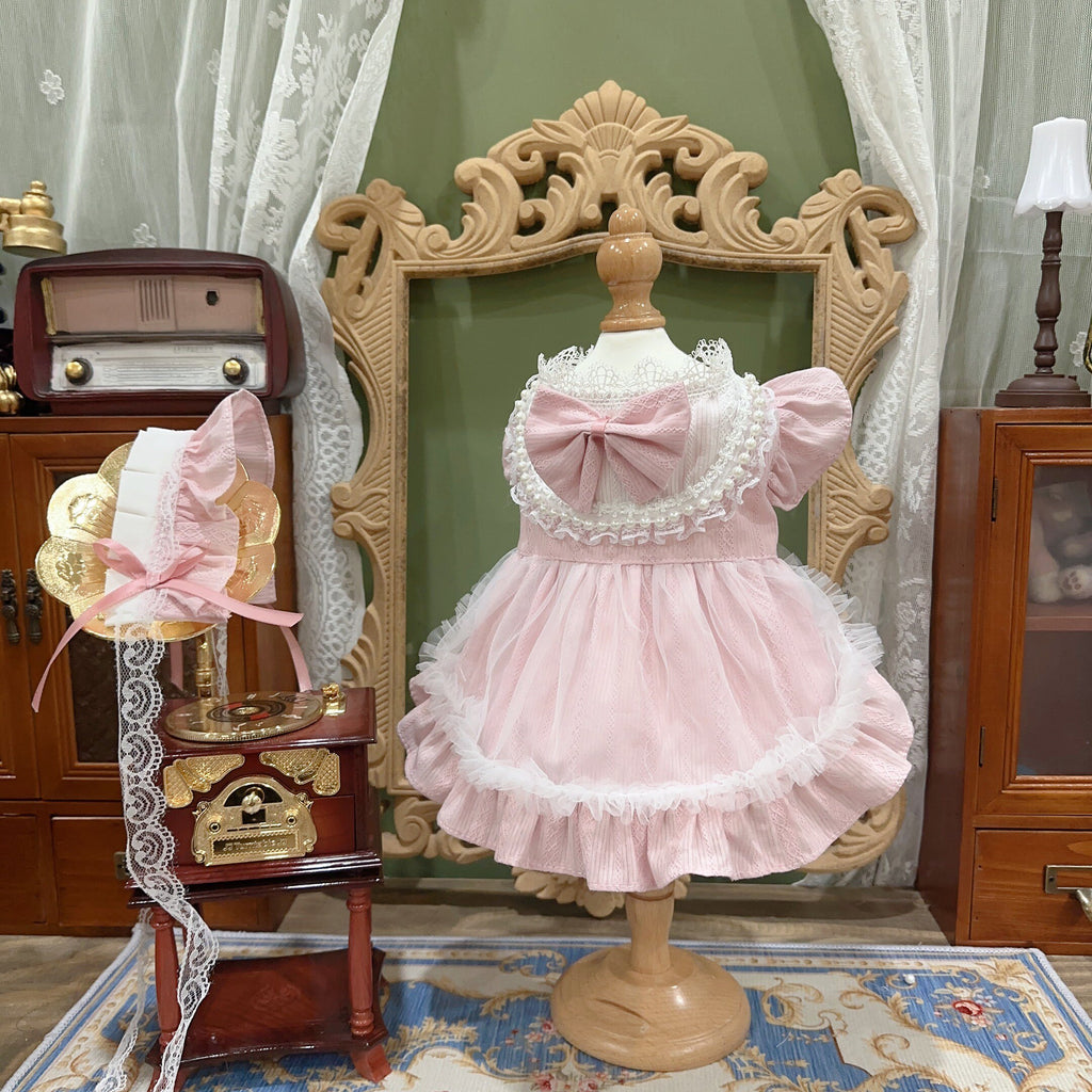 Amya - Pink Lace Bow Lolita Pet Dress Pet Dress Amya
