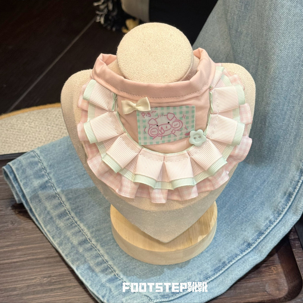 FOOTSTEP - Pink Pig Double Ruffle Pet Bib Pet Bibs FOOTSTEP