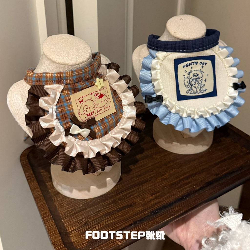 FOOTSTEP - Best Friend Print Double Ruffle Pet Bib Pet Bibs FOOTSTEP