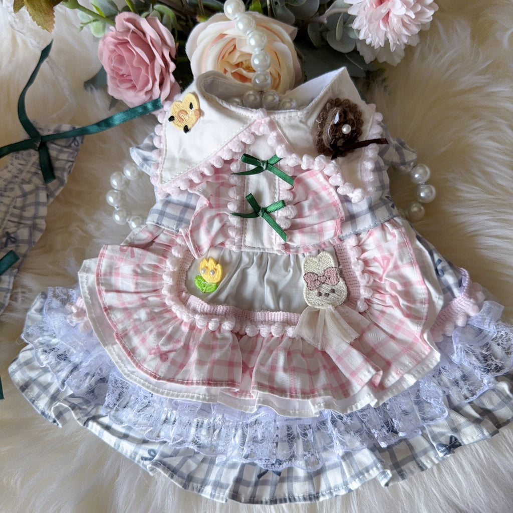 Amya - Pink & Gray Gingham Lolita Pet Dress Pet Dress Amya