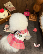 Fleece Lined Plaid Collar Pet Dress for Small Dogs & Cats Pet Dress Miya