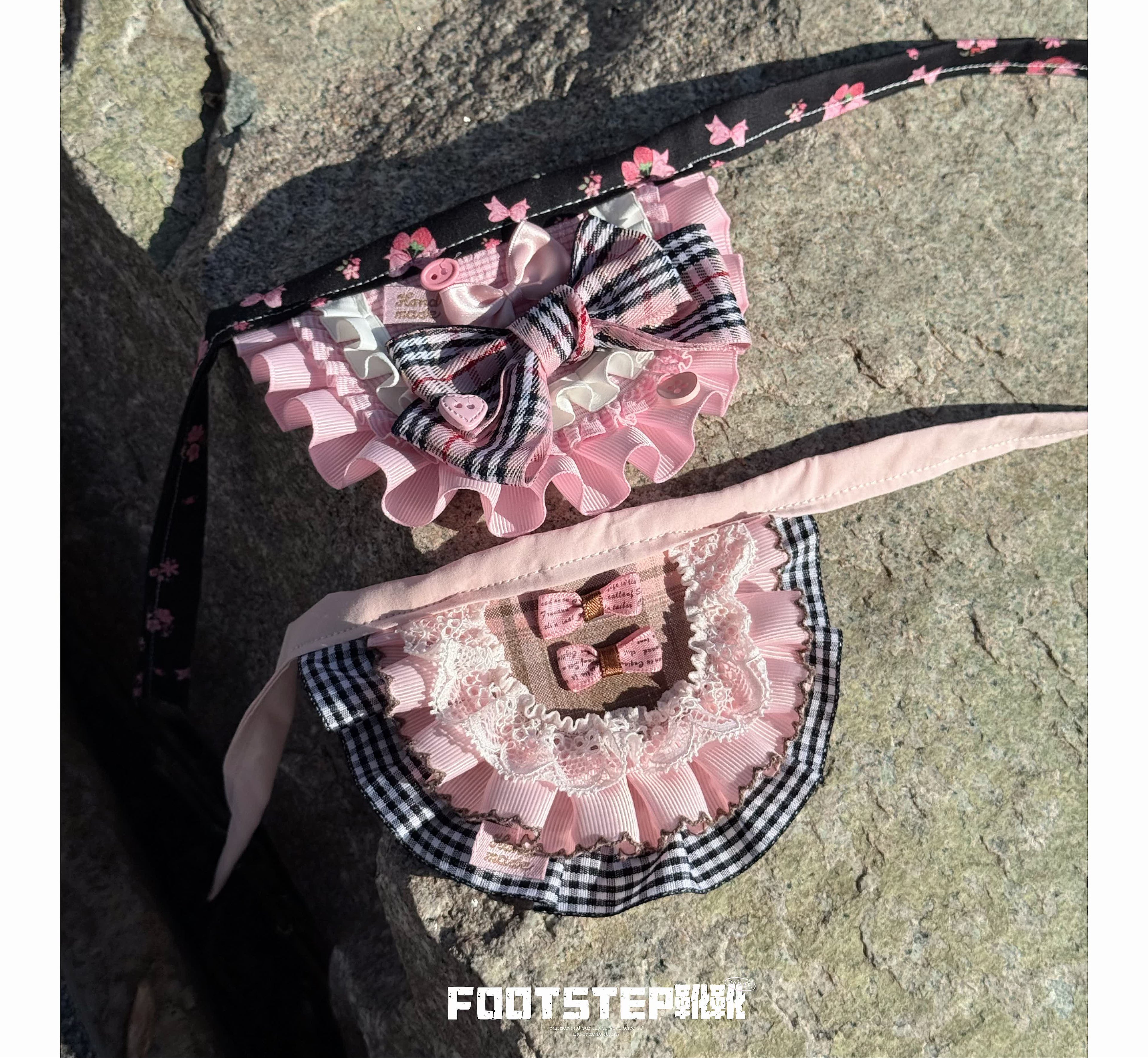 FOOTSTEP - Pink Plaid Pet Bib Pet Bibs FOOTSTEP