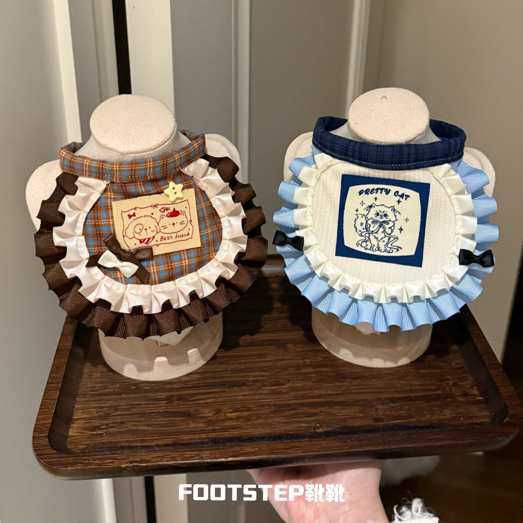 FOOTSTEP - Best Friend Print Double Ruffle Pet Bib Pet Bibs FOOTSTEP