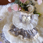 Amya - Grey Floral Lolita Pet Dress Pet Dress Amya
