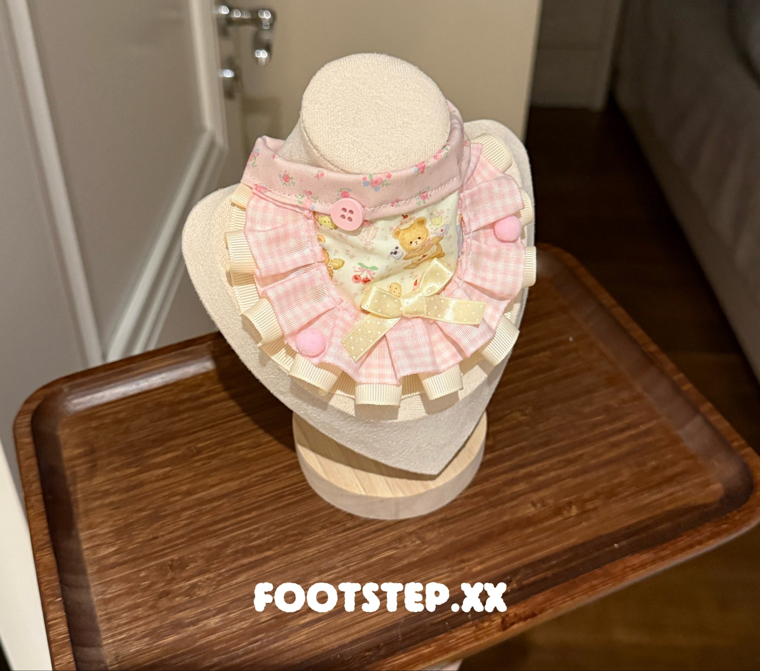 FOOTSTEP - Dessert Bear Handmade Double Ruffle Pet Bib Pet Bibs FOOTSTEP