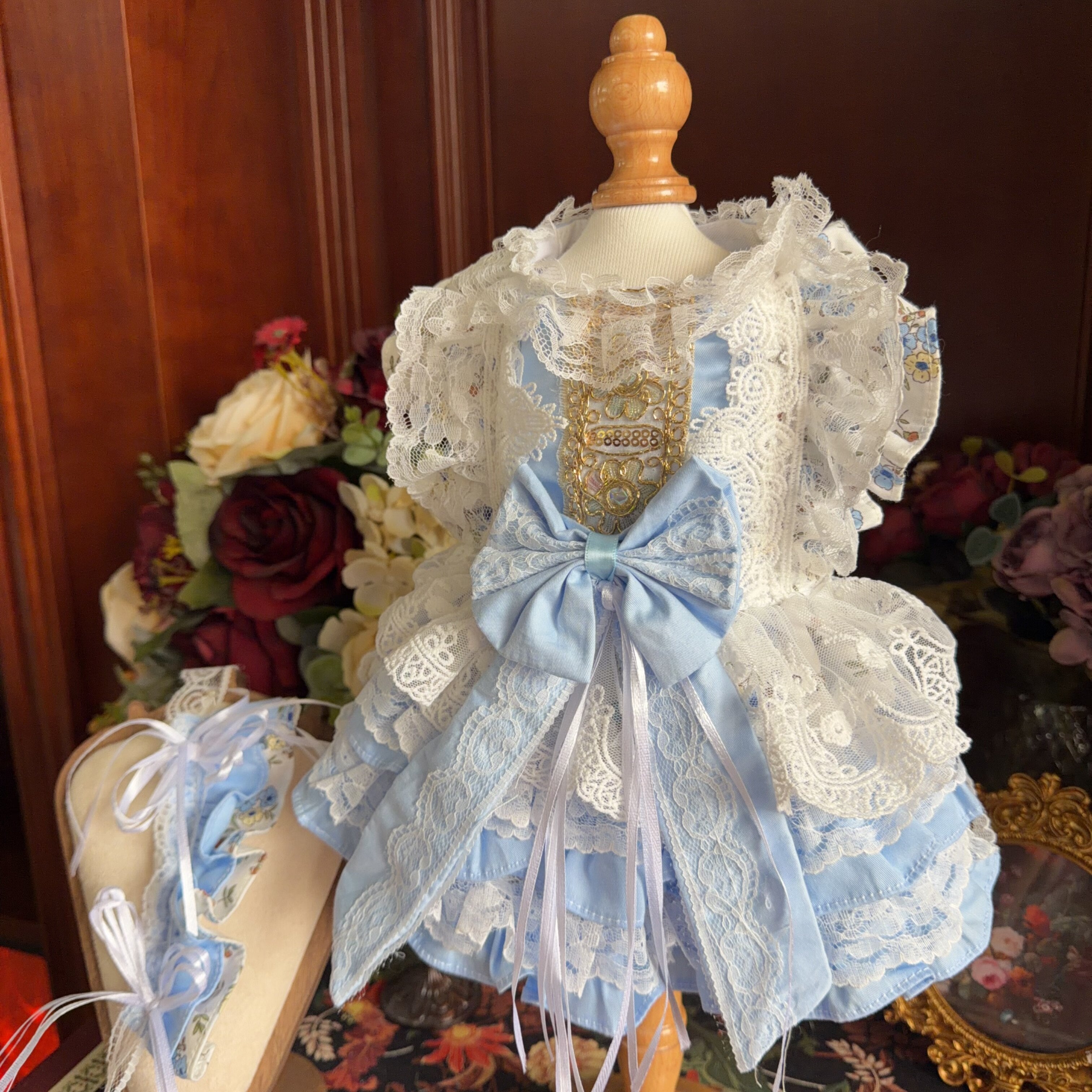 Amya - Blue Bow Lolita Pet Dress Pet Dress Amya