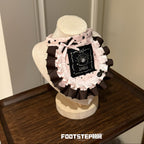 FOOTSTEP - Black Pink Shell Double Ruffle Pet Bib Pet Bibs FOOTSTEP