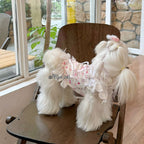 Puppy Print Lace Ribbon Camisole Pet Dress for Small Dogs & Cats Pet Dress Miya