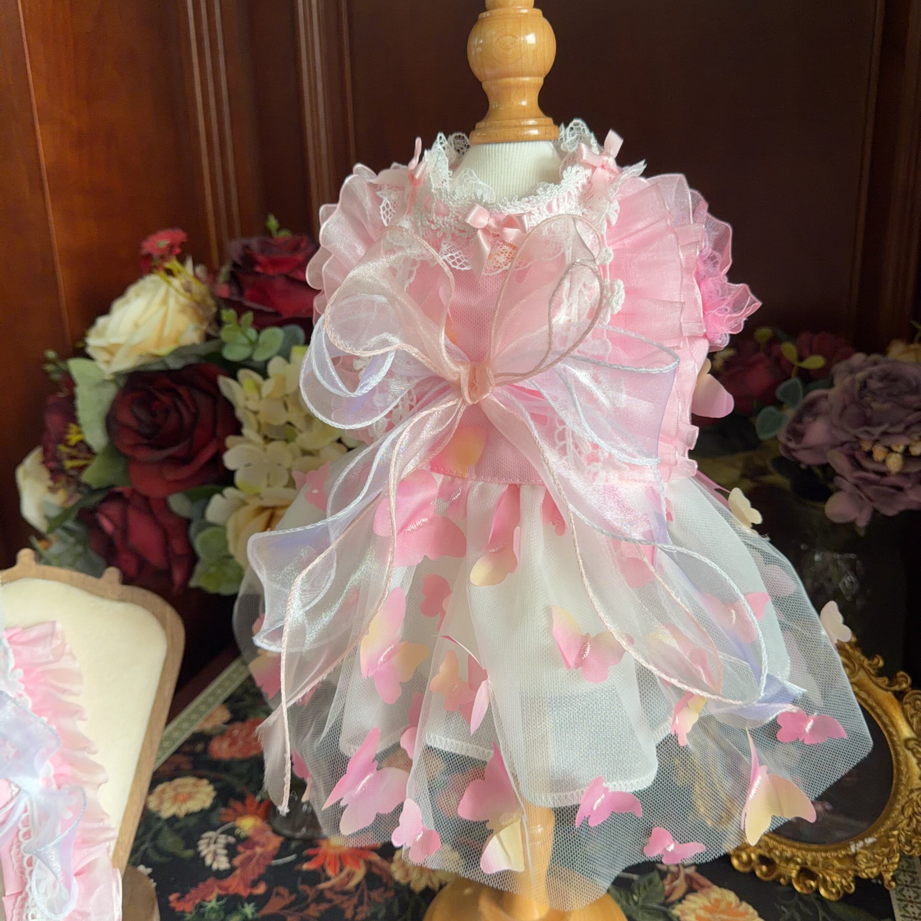Amya - Pink Butterfly Lolita Pet Dress Pet Dress Amya