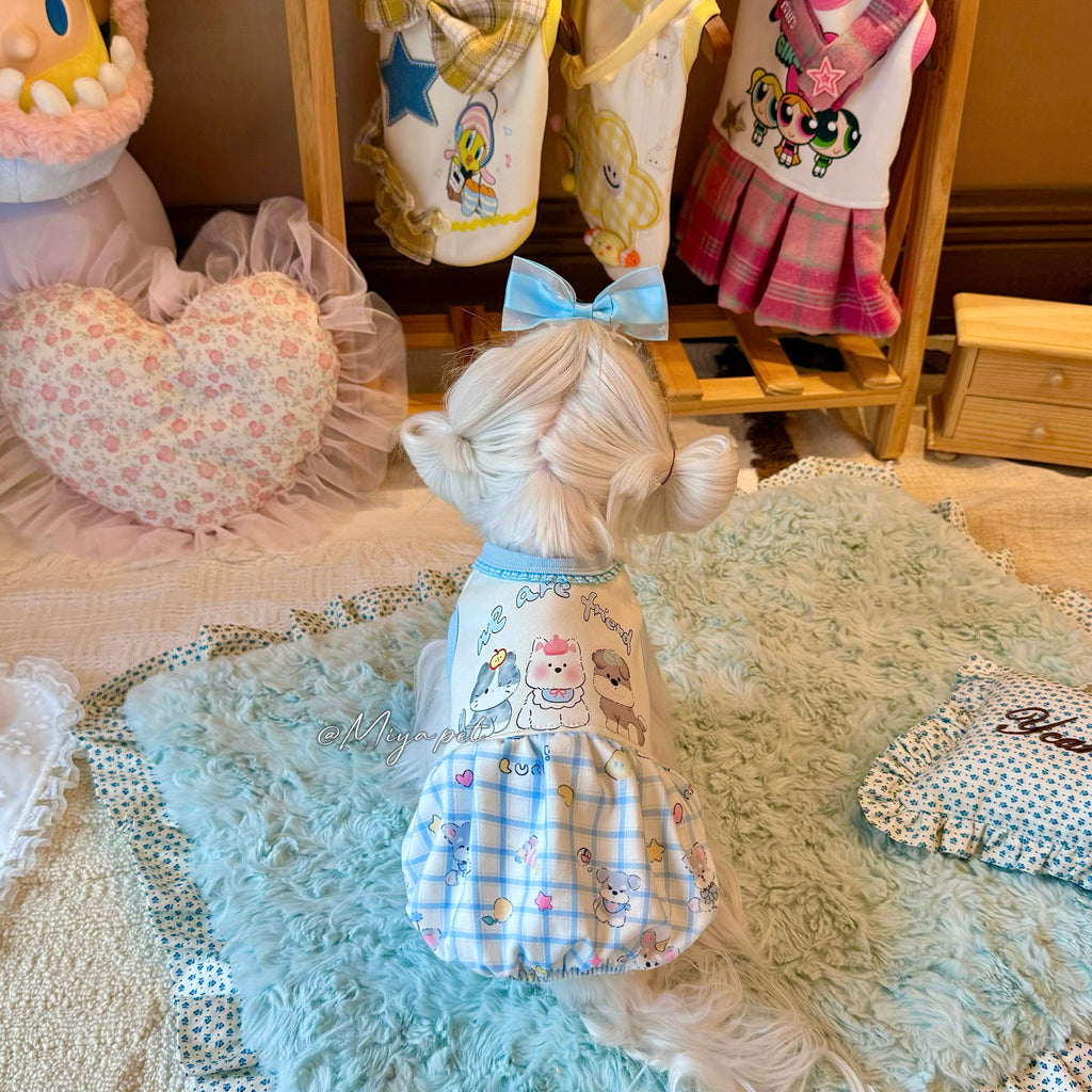 Fleece Lined Gingham Doll Pet Dress for Small Dogs & Cats Pet Dress Miya