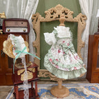 Amya - Mint Floral Lolita Pet Dress Pet Dress Amya