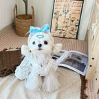 Blue Floral Ribbon Bow Pet Dress for Small Dogs & Cats Pet Dress Miya