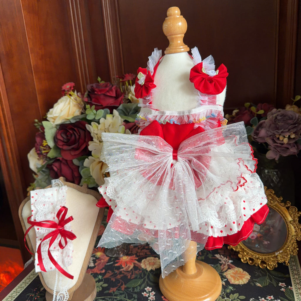 Amya - Red Polka Dot Lolita Pet Dress Pet Dress Amya