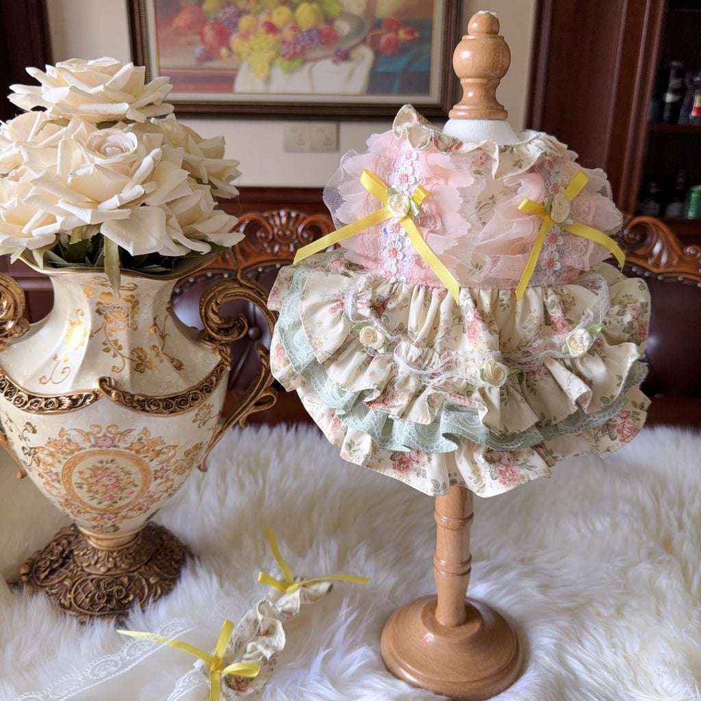 Amya - Cream Layered Lolita Pet Dress Pet Dress Amya