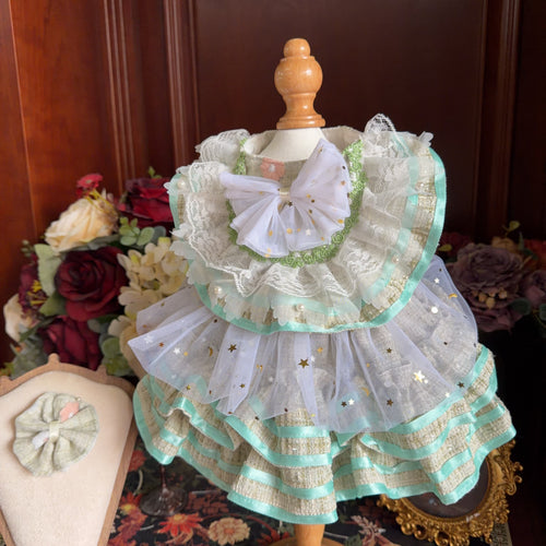 Amya - Mint Tweed Lolita Pet Dress Pet Dress Amya