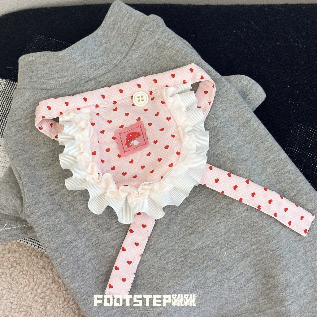 FOOTSTEP - Cheese Stick Heart Print Pet Bib Pet Bibs FOOTSTEP