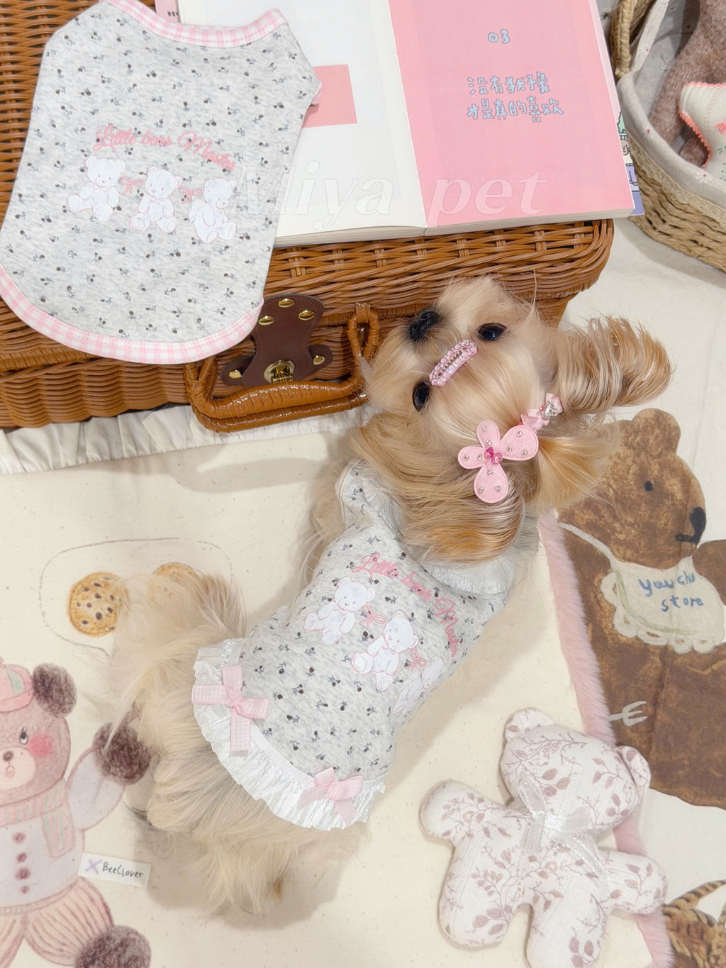 Korean Floral Cotton Pet Outfit Pet Dress Miya