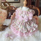 Amya - Pink Floral Ruffle Lolita Pet Dress Pet Dress Amya