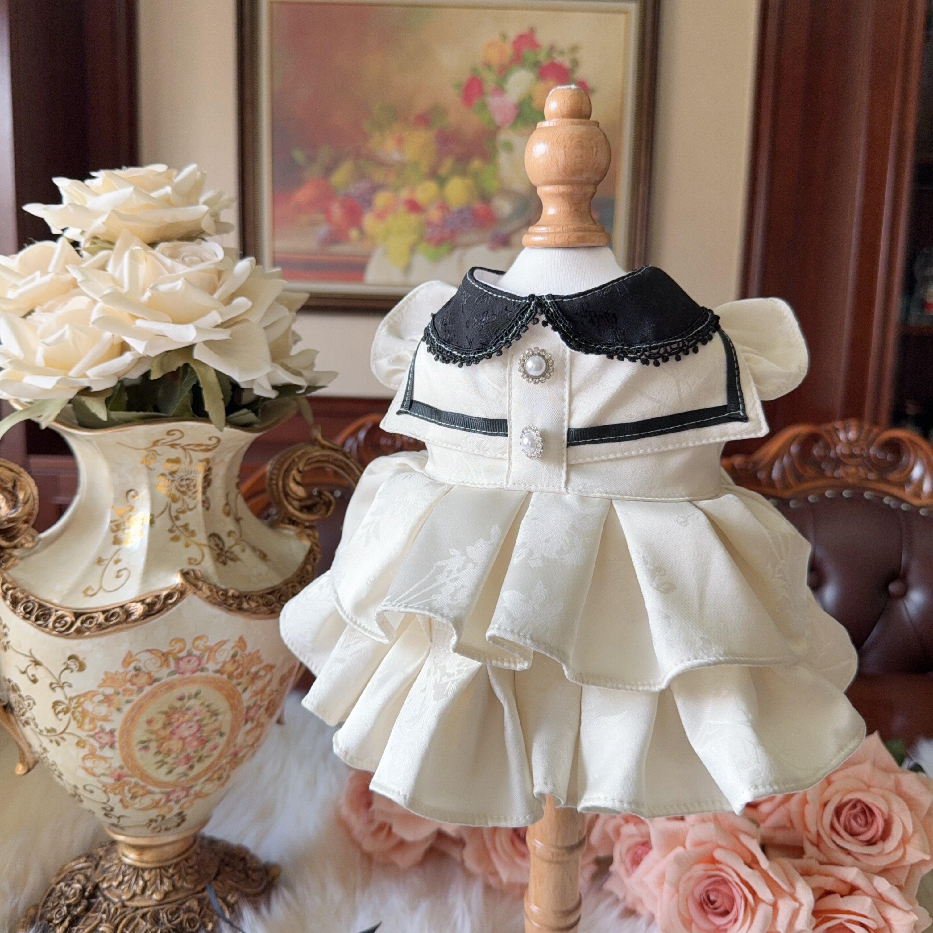 Amya - Ivory Collar Lolita Pet Dress Pet Dress Amya