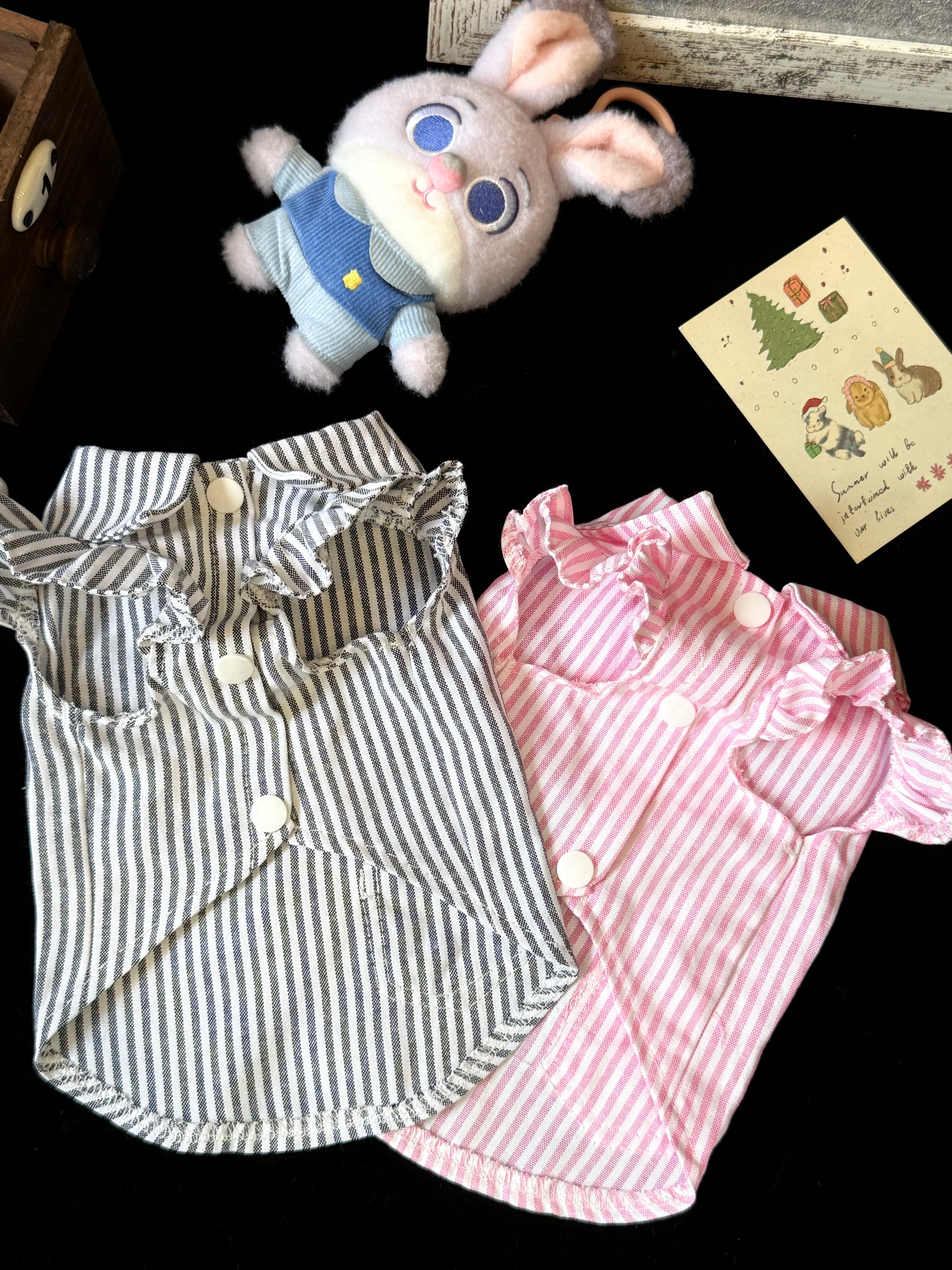 Striped Bunny Patch Pet Shirt Pet Top Miya
