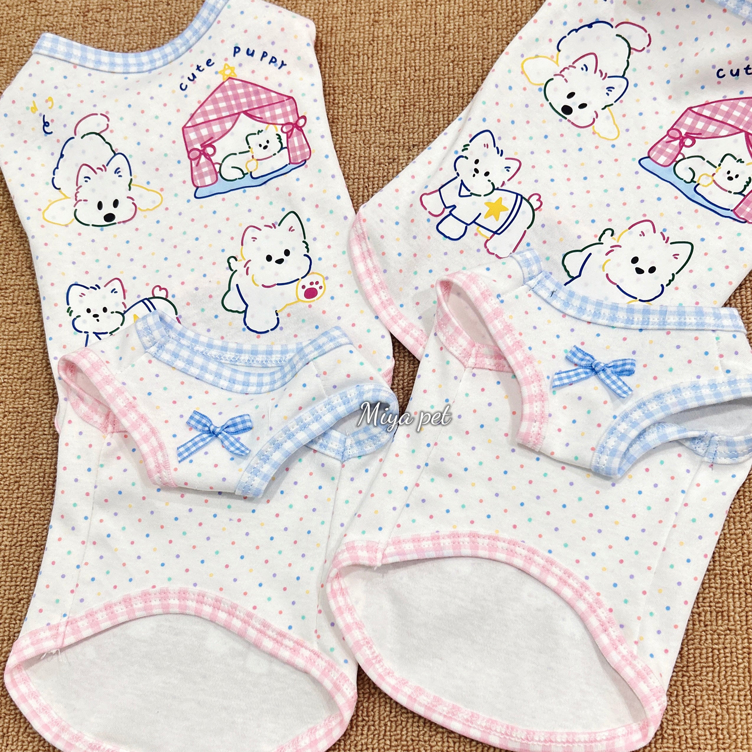Puppy Print Cotton Pet Tank Top for Small Dogs & Cats Pet Top Miya