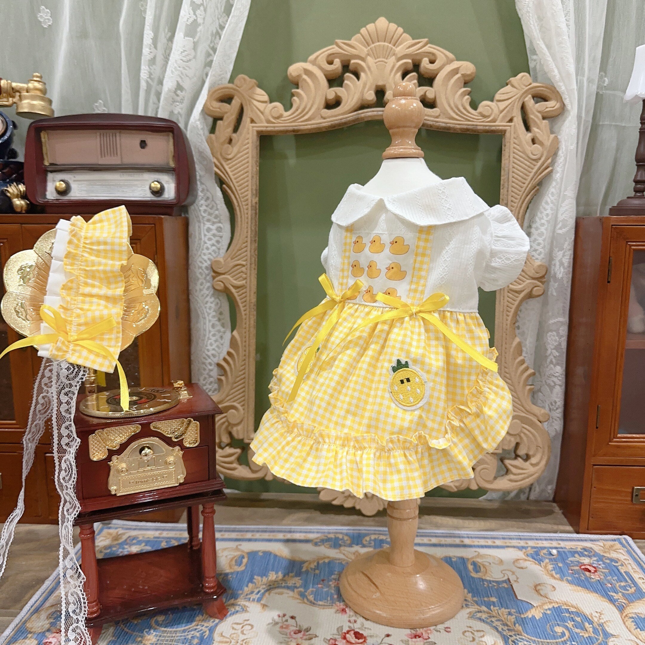 Amya - Gingham Duck & Pineapple Pet Dress Pet Dress Amya