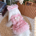 Amya - Pink Satin Bow Lolita Pet Dress Pet Dress Amya